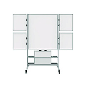 Luxor Mobile Collaboration Station Whiteboard with 4 Attachable Marker Boards, 40.4" x 48.6", White Surface, Silver Aluminum Frame (LXOCLLABSTO)