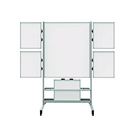 Luxor Mobile Collaboration Station Whiteboard with 4 Attachable Marker Boards, 40.4" x 48.6", White Surface, Silver Aluminum Frame (LXOCLLABSTO)