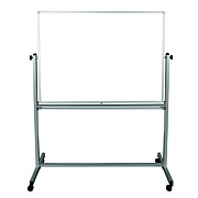 Luxor Mobile Magnetic Whiteboard, 48" x 36", White Surface, Silver Aluminum Frame (LXOMB4836WW)