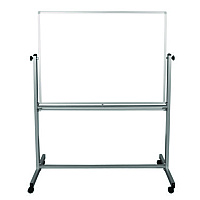 Luxor Mobile Magnetic Whiteboard, 48" x 36", White Surface, Silver Aluminum Frame (LXOMB4836WW)