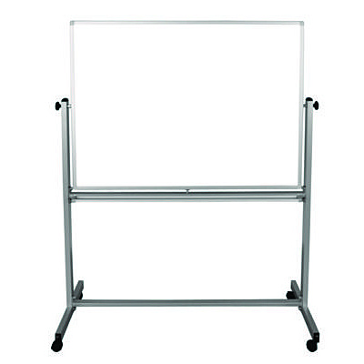 Luxor Mobile Magnetic Whiteboard, 48" x 36", White Surface, Silver Aluminum Frame (LXOMB4836WW)