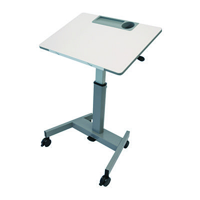 Luxor Pneumatic Adjustable Height Flip Top Student Desk, 27.5 x 19.5 x 26.25 to 42, White/Gray (LXOSTUDENTPTILT)