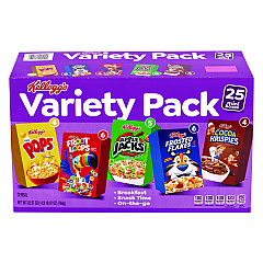 Kellogg's Cereal Assortment Pack, Assorted Flavors, Single Serve Box, 25/Carton (GRR22002287)