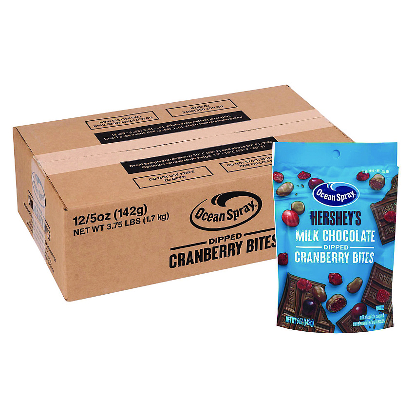 Ocean Spray Milk Chocolate Dipped Cranberry Bites, Cranberry/Chocolate, 5 oz Bag, 12/Carton (GRR22002299)