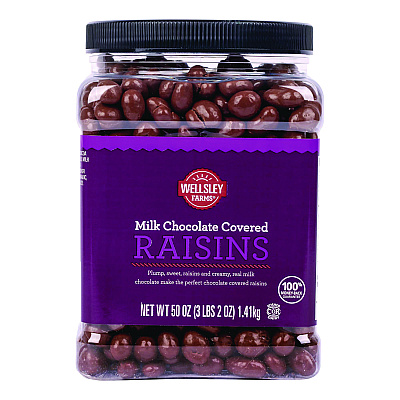 Wellsley Farms Milk Chocolate Covered Raisins, 50 oz Jar (GRR22002345)