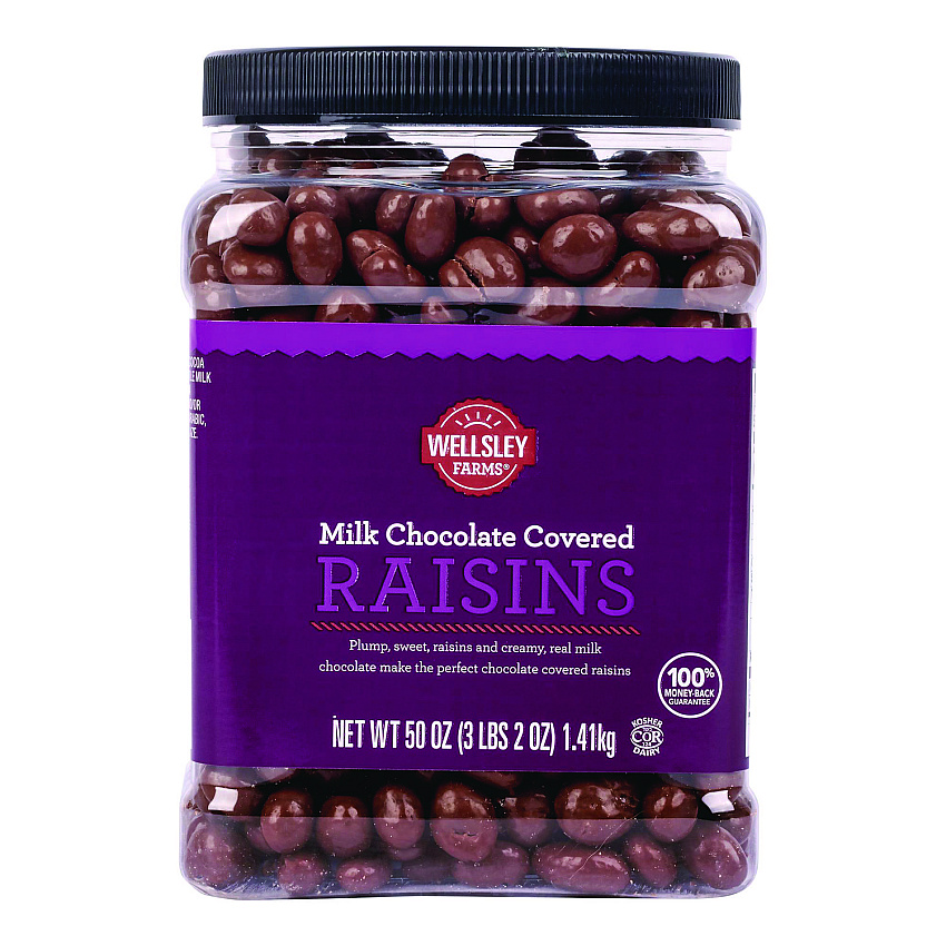 Wellsley Farms Milk Chocolate Covered Raisins, 50 oz Jar (GRR22002345)