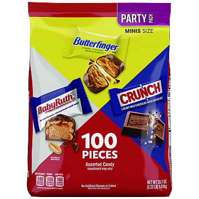 Butterfinger Assorted Party Candy Pack Mini, Chocolate, 35.7 oz Bag, 100 Pieces (GRR22002356)