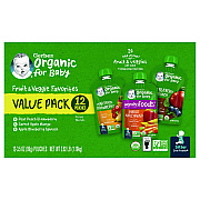 Gerber Organic 2nd Foods Baby Food Pouches, Assorted Flavors, 3.5 oz Pouch, 12/Carton (GRR22002367)