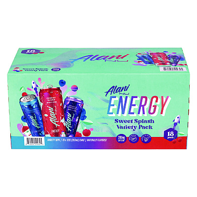 Alani Nu Energy Sweet Splash Variety Pack, Assorted Flavors, 12 oz Can, 18/Carton (GRR22002374)