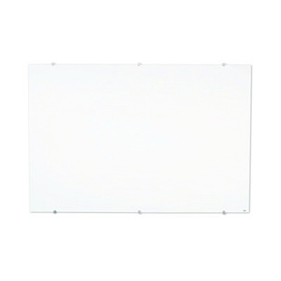 Luxor Magnetic Wall-Mounted Glass Board, 48" x 36", White Surface, Silver Aluminum Frame (LXOWGB4836M)