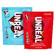 UNREAL Dark Chocolate Coconut Minis and PB Cups Variety, 11.1 oz Bag (Dk Chocolate Coconut), 10.05 oz Bag (Dk Chocolate PB), 2/CT (GRR60003006)