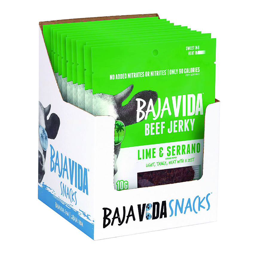 Baja Jerky Beef Jerky Lime and Serrano Pepper Snack Pack, Lime and Serrano Pepper, 1 oz Packet, 12/Carton (GRR22002307)