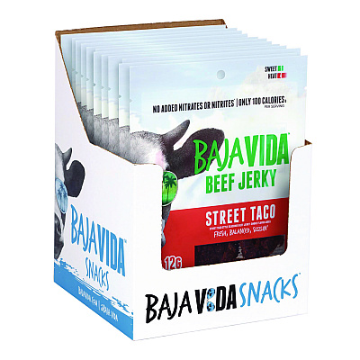 Baja Jerky Beef Jerky Street Taco Snack Pack, Street Taco, 1 oz Packet, 12/Carton (GRR22002308)