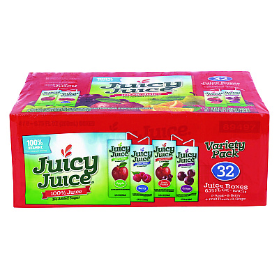 Juicy Juice Juice Box Variety Pack, Assorted Flavors, 6.75 oz Box, 32/Carton (22002370)