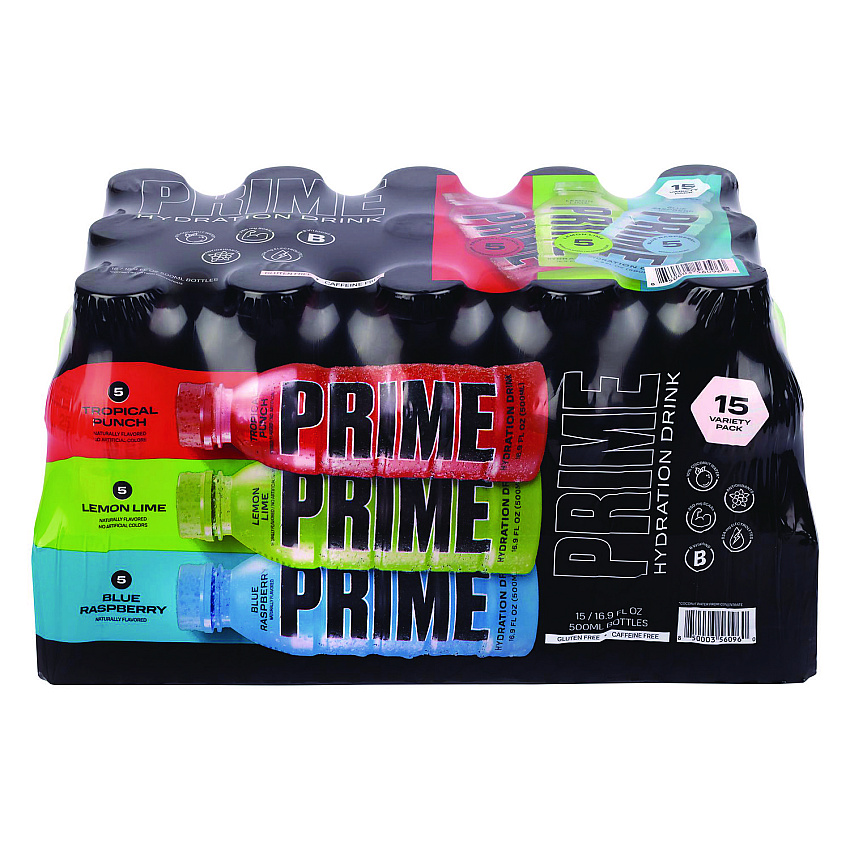 Prime Hydration Drink Variety Pack, Assorted Flavors, 6.9 oz Bottle, 15/Carton (GRR22002384)