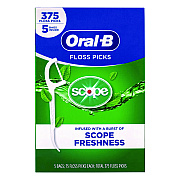 Oral-B Burst of Scope Floss Picks, Fresh Mint, 75 Picks/Bag, 5 Bags/Carton (GRR22002395)