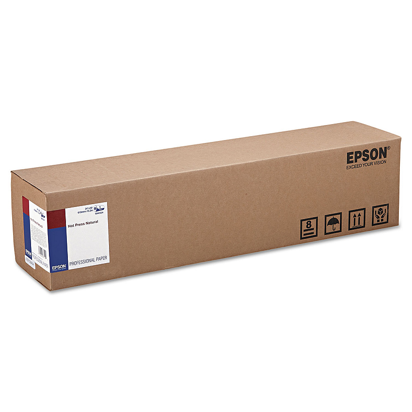 Epson Hot Press Natural Fine Art Paper Roll, 16 mil, 24" x 50 ft, Smooth Matte Natural (EPSS042324)