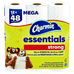 Charmin Essentials Strong Bathroom Tissue, Septic Safe, 1-Ply, White, 429/Roll, 12 Rolls/Pack (PGC03156)
