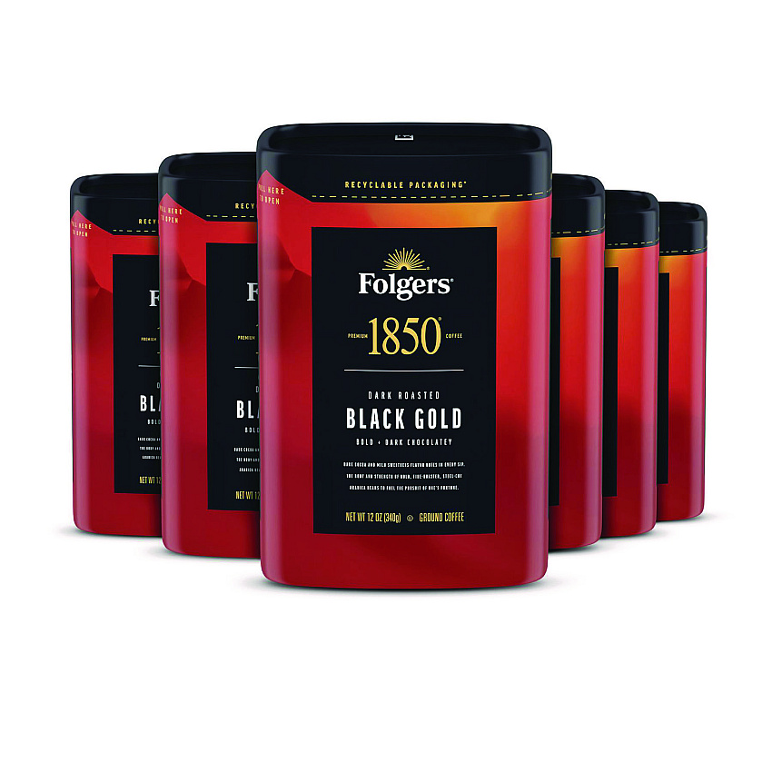 1850 Coffee, Black Gold, 12 oz Bag, 6/Carton (FOL12722)