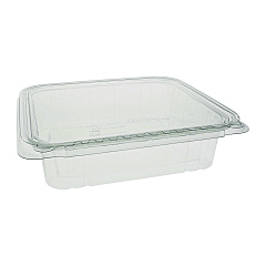 Pactiv Evergreen EarthChoice Tamper Evident Recycled Hinged Lid Deli Container, 48 oz, 8.3 x 7.87 x 2.38, Clear, Plastic, 150/Carton (PCTTEHL8X848)