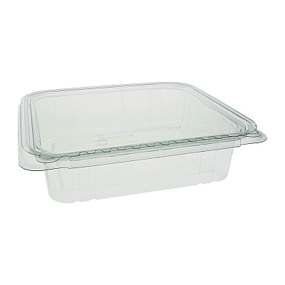 Pactiv Evergreen EarthChoice Tamper Evident Recycled Hinged Lid Deli Container, 48 oz, 8.3 x 7.87 x 2.38, Clear, Plastic, 150/Carton (PCTTEHL8X848)