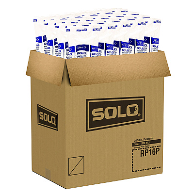 Solo Double Sided Poly (DSP) Paper Cold Cups, 16 oz, White, 50 Cups/Sleeve, 20 Sleeves/Carton (SCCRP16P2050)