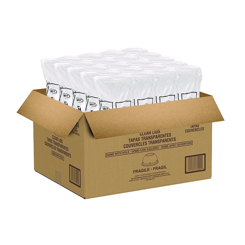 Dart Dome-Top Sundae/Cold Cup Lids, Fits 12 oz to 24 oz Cups, Clear, 1,000/Carton (DCC16LCDHX)