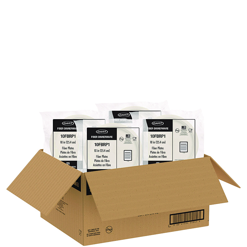 Dart Compostable Fiber Dinnerware, ProPlanet Seal, Plate, 10.2" dia, Natural, 500/Carton (DCC10FBRP1)