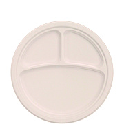 Dart Compostable Fiber Dinnerware, ProPlanet Seal, 3-Compartment Plate, 10.2" dia, Natural, 500/Carton (DCC10FBRP3)