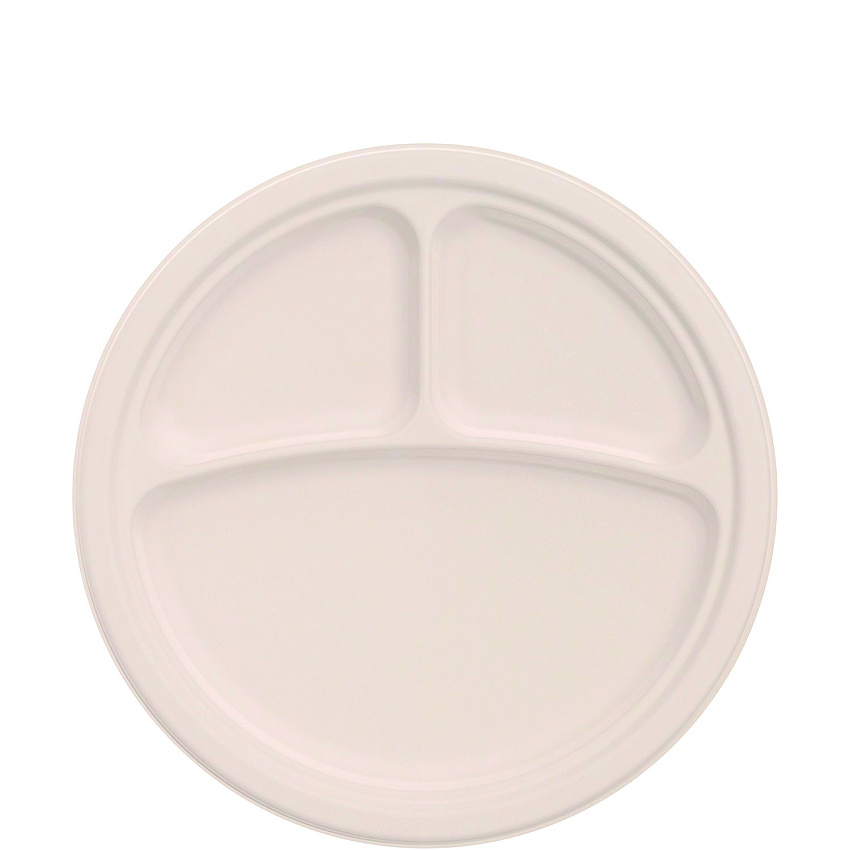 Dart Compostable Fiber Dinnerware, ProPlanet Seal, 3-Compartment Plate, 10.2" dia, Natural, 500/Carton (DCC10FBRP3)