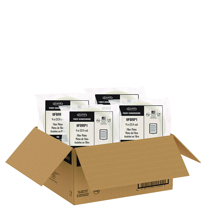 Dart Compostable Fiber Dinnerware, ProPlanet Seal, Plate, 9" dia, Natural, 500/Carton (DCC9FBRP1)