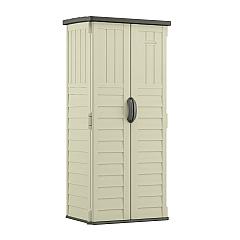 Suncast Commercial Vertical Storage Shed, 22 cu ft, 2 ft 8.25" x 2 ft 1.5" x 6 ft, Vanilla/Stoney (SUABMS1250)