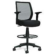 Alera Wessex Drafting Stool, Mesh Back, Supports Up to 275 lb, 27.95 to 33.66 Seat Height, Black Seat, Black Back, Black Base (ALEWX46BME17)