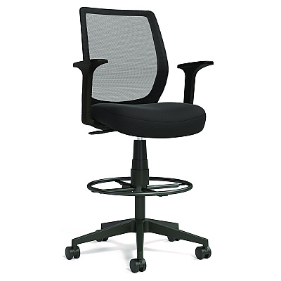 Alera Wessex Drafting Stool, Mesh Back, Supports Up to 275 lb, 27.95 to 33.66 Seat Height, Black Seat, Black Back, Black Base (ALEWX46BME17)