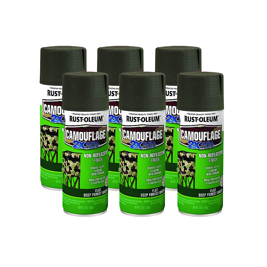 Rust-Oleum Camouflage Spray Paint, Flat Deep Forest Green, 12 oz Aerosol Can, 6/Carton (RST279175CT)