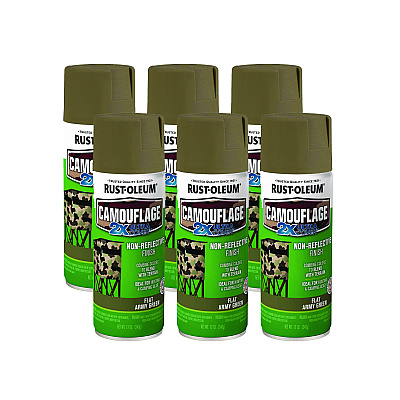 Rust-Oleum Camouflage Spray Paint, Flat Army Green, 12 oz Aerosol Can, 6/Carton (RST279176CT)