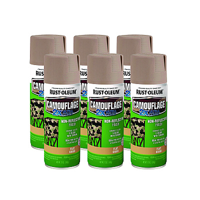 Rust-Oleum Camouflage Spray Paint, Flat Khaki, 12 oz Aerosol Can, 6/Carton (RST279177CT)