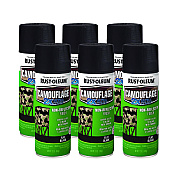 Rust-Oleum Camouflage Spray Paint, Flat Black, 12 oz Aerosol Can, 6/Carton (RST279179CT)