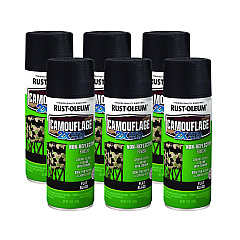 Rust-Oleum Camouflage Spray Paint, Flat Black, 12 oz Aerosol Can, 6/Carton (RST279179CT)