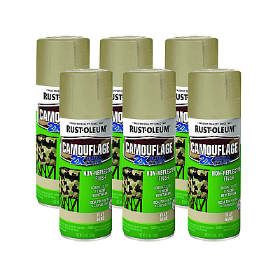 Rust-Oleum Camouflage Spray Paint, Flat Sand, 12 oz Aerosol Can, 6/Carton (RST339004CT)