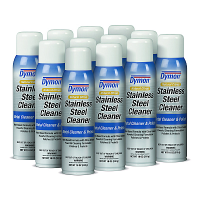 Dymon Natural Citrus Stainless Steel Cleaner, Citrus, 18 oz Aerosol Spray, 12/Carton (ITW34520)