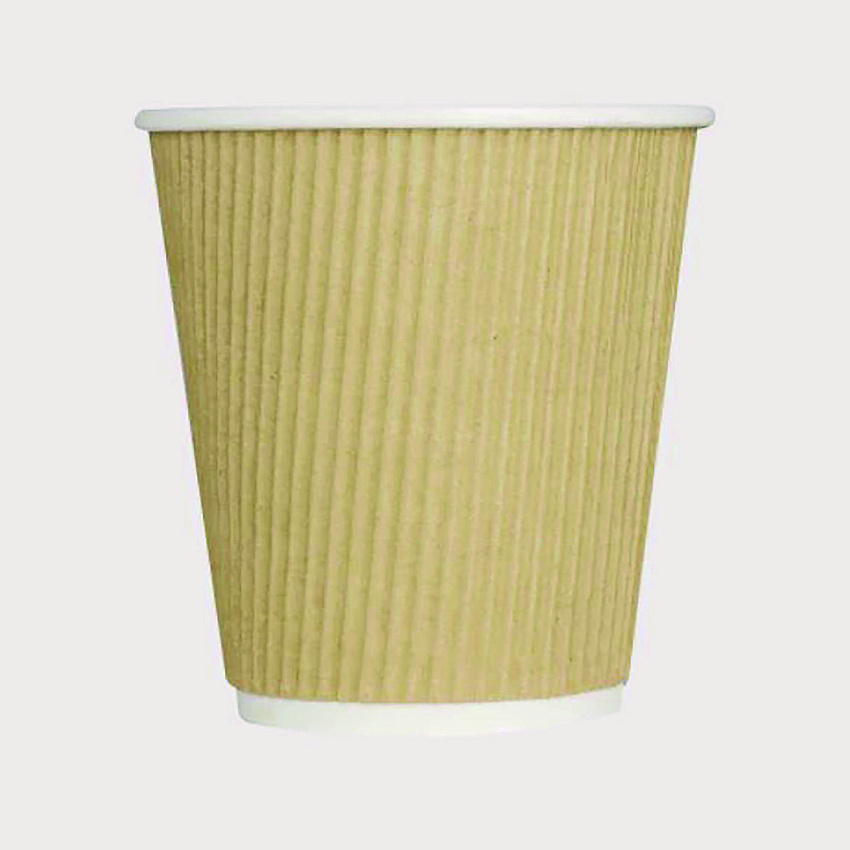 Karat Ripple Hot Cups, 10 oz, Kraft/White, 500/Carton (KRTCKRC510)
