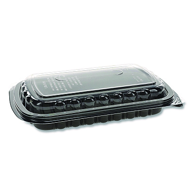 Pactiv Evergreen MealMaster Rib Container, 10 x 7.1 x 2.1, Black/Clear, 90/Carton (PCT0CNC10700DZY)