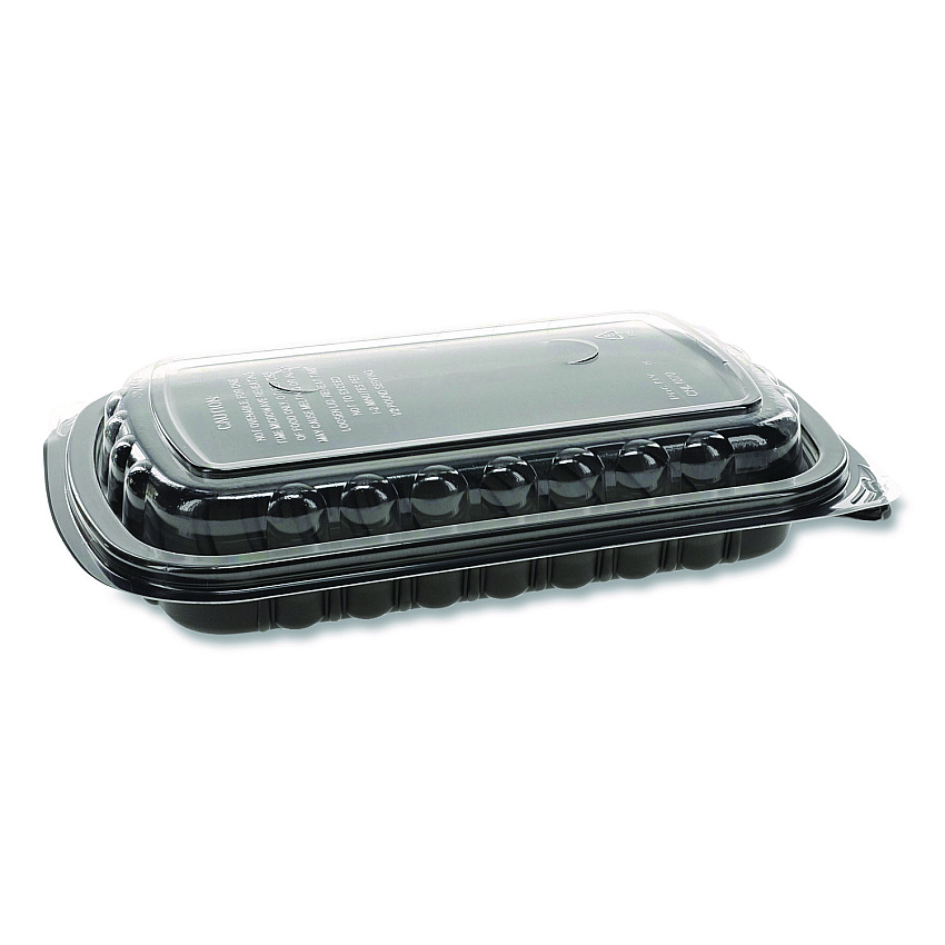 Pactiv Evergreen MealMaster Rib Container, 10 x 7.1 x 2.1, Black/Clear, 90/Carton (PCT0CNC10700DZY)