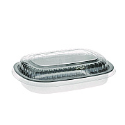 Pactiv Evergreen Classic Carry-Out Container with PET Dome Lid, 22 oz, 8.2 x 6.2 x 1.3, Silver, 100/Carton (PCTY6708PET)