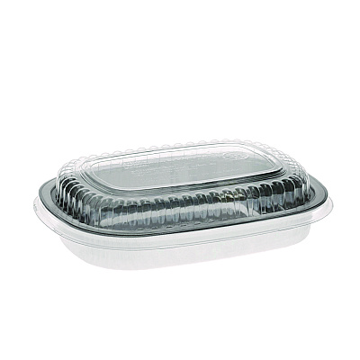 Pactiv Evergreen Classic Carry-Out Container with PET Dome Lid, 22 oz, 8.2 x 6.2 x 1.3, Silver, 100/Carton (PCTY6708PET)