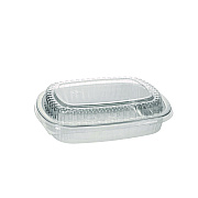 Pactiv Evergreen Classic Carry-Out Container with PET Dome Lid, 46 oz, 9.8 x 7.8 x 1.3, Silver, 50/Carton (PCTY6710PET)