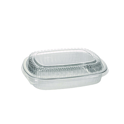 Pactiv Evergreen Classic Carry-Out Container with PET Dome Lid, 46 oz, 9.8 x 7.8 x 1.3, Silver, 50/Carton (PCTY6710PET)