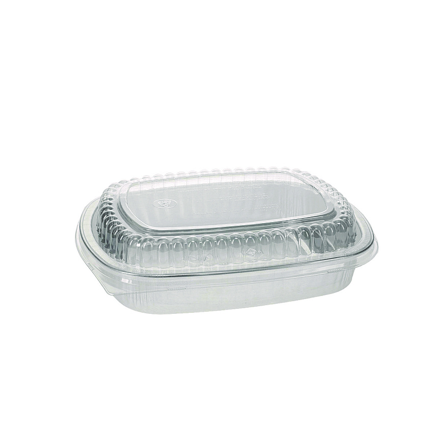 Pactiv Evergreen Classic Carry-Out Container with PET Dome Lid, 46 oz, 9.8 x 7.8 x 1.3, Silver, 50/Carton (PCTY6710PET)