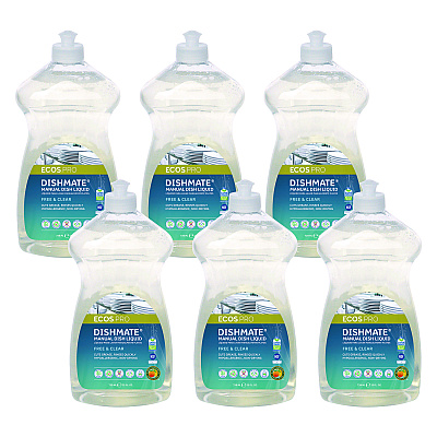 ECOS PRO Dishmate Manual Dish Liquid, Free and Clear, 25 oz Squeeze Bottle, 6/Carton (EOPPL97216CT)